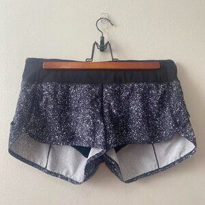 lululemon white and black fast as light shorts